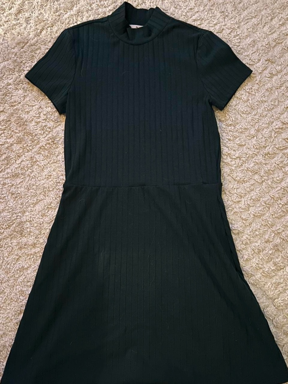 Women’s Ribbed Mock-Neck Short Sleeve green Dress